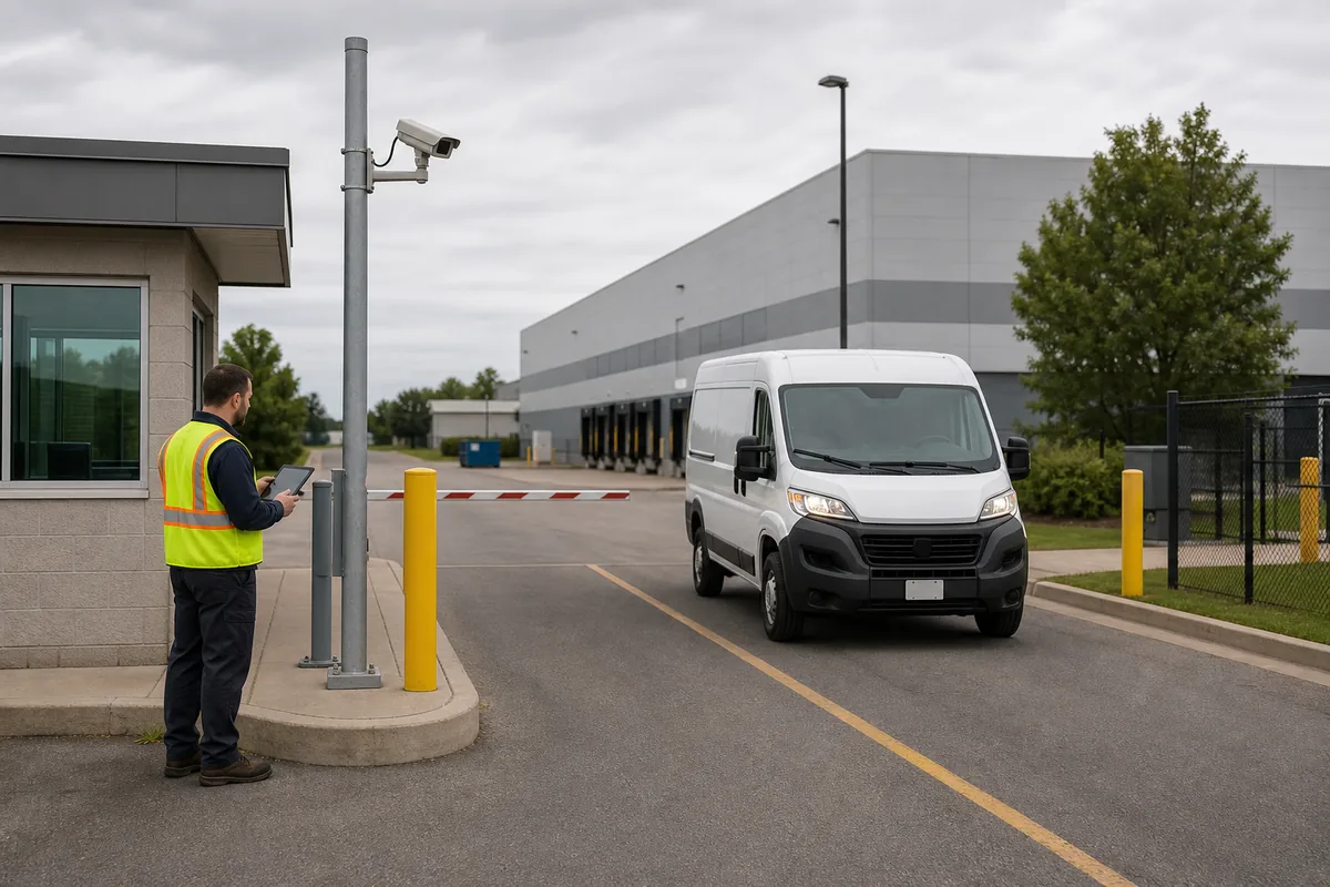 Illustrative commercial facility lane survey for license plate recognition camera readiness
