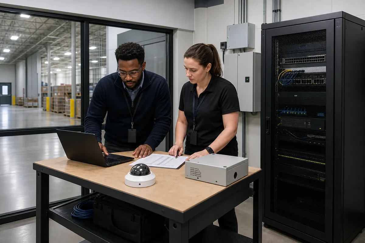 Illustrative IT administrator and security technician preparing a controlled device firmware update
