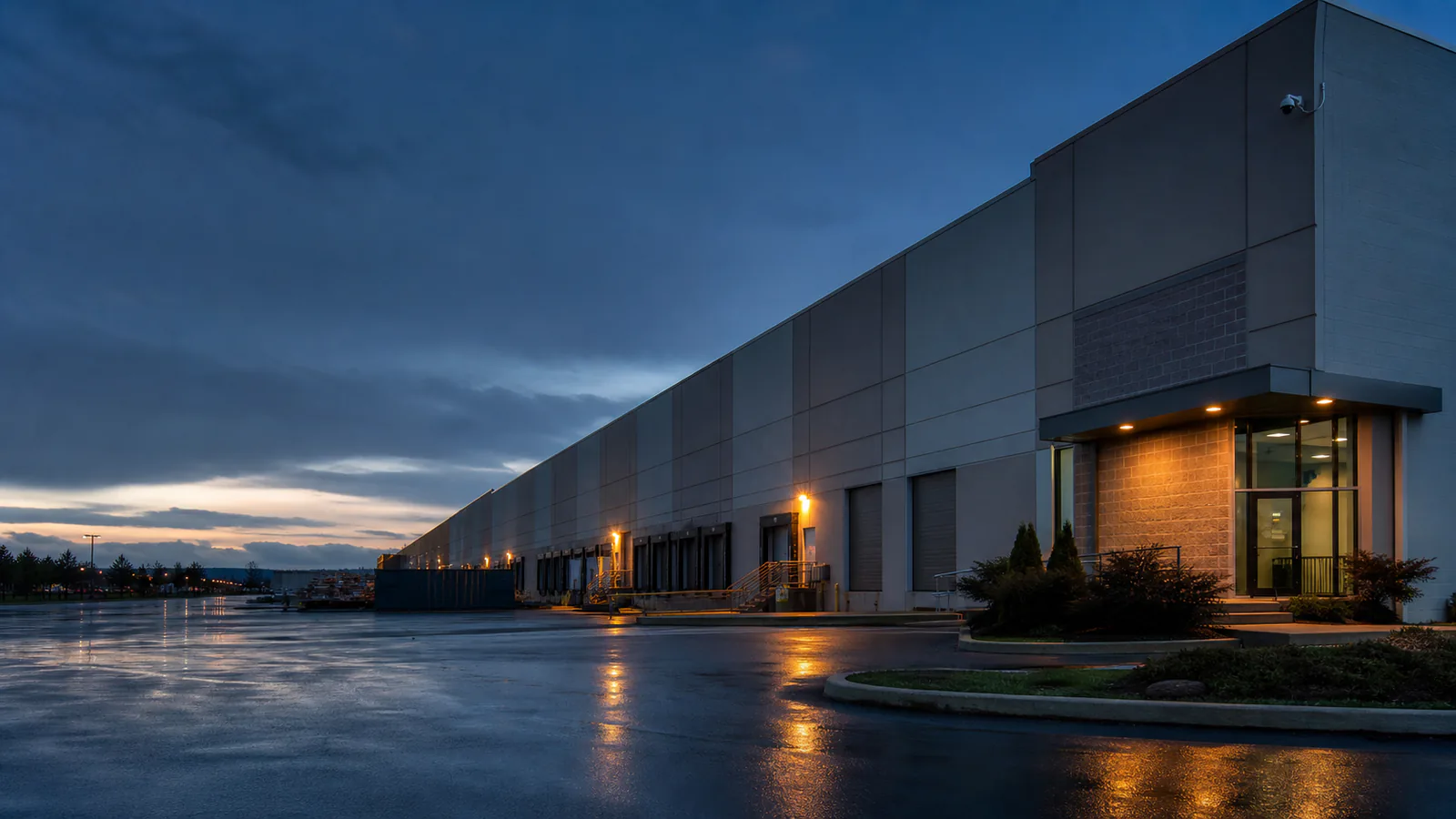 Secured commercial warehouse entrance in the Greater Toronto Area