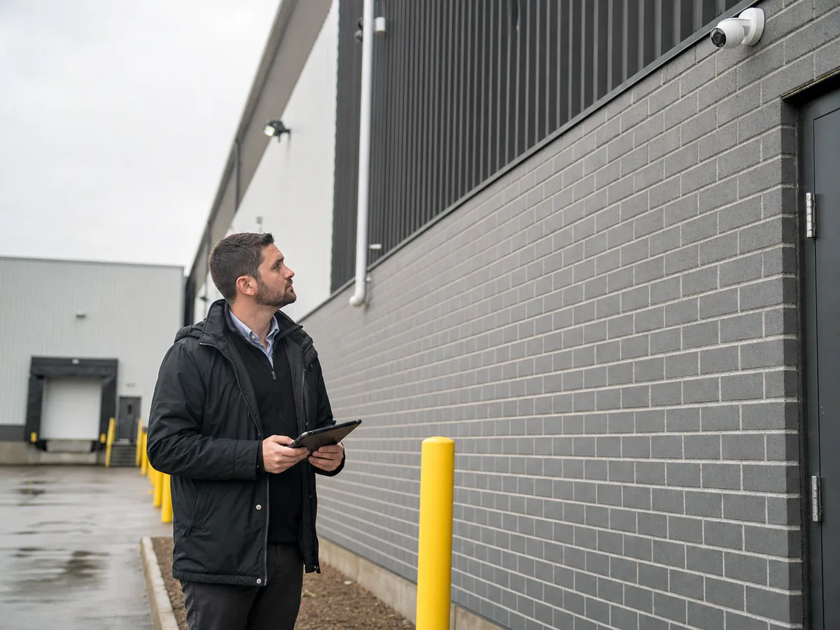 Security consultant assessing a commercial property